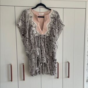 Chloe Pink and Gray Patterned Blouse